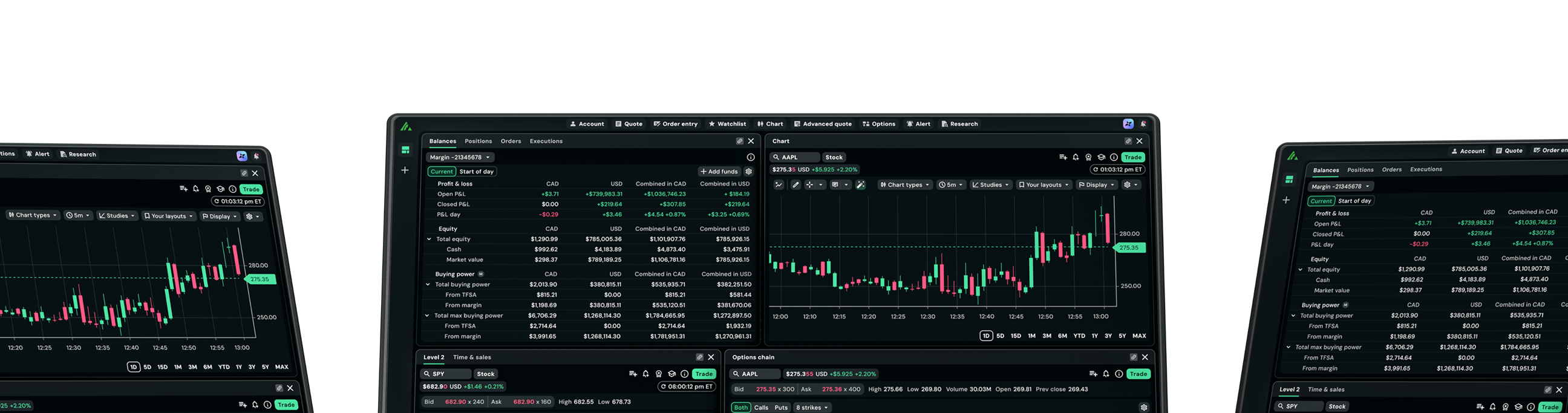 Questrade
Pro platform on multiple screens
