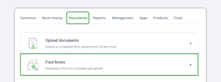 find forms button
