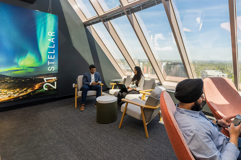 Employés Questrade dans l'aire de repos