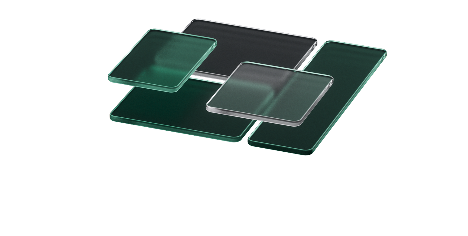 Floating transparent panels illustrating a customizable workspace