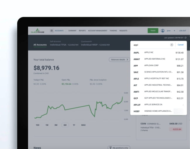 Écran Recherche de symboles